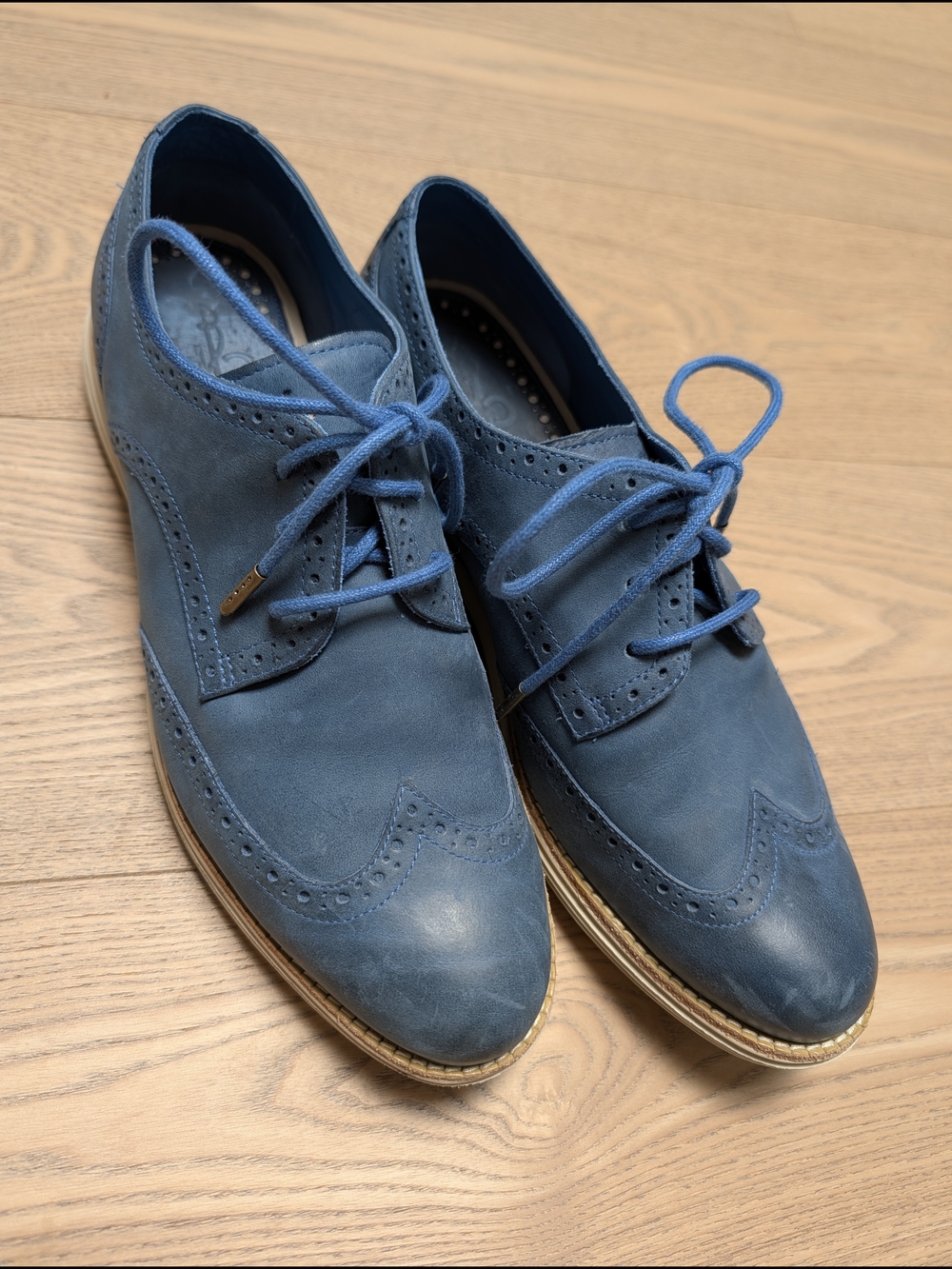 Cole Haan LunarGrand Leather Wingtip Oxfords Blue Womens Size 9